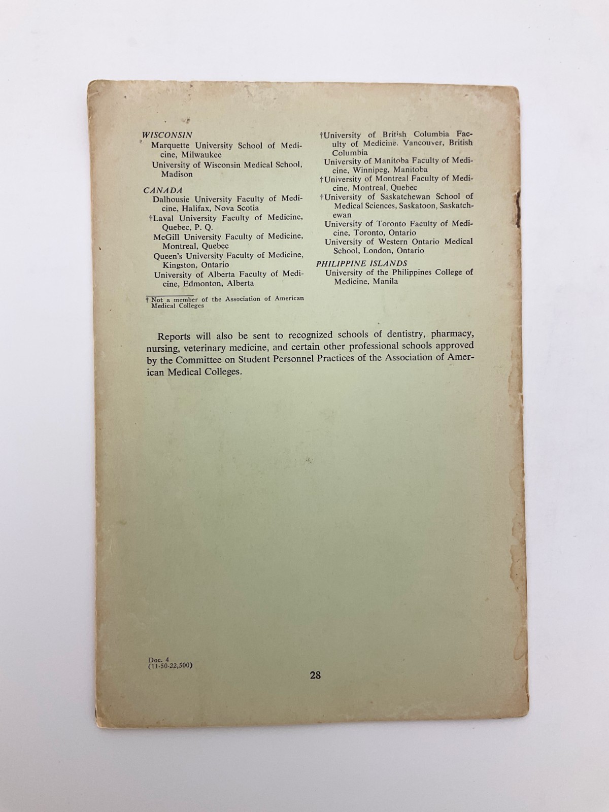 Medical College Admission Test Bulletin of Information 1951 Educational Testing