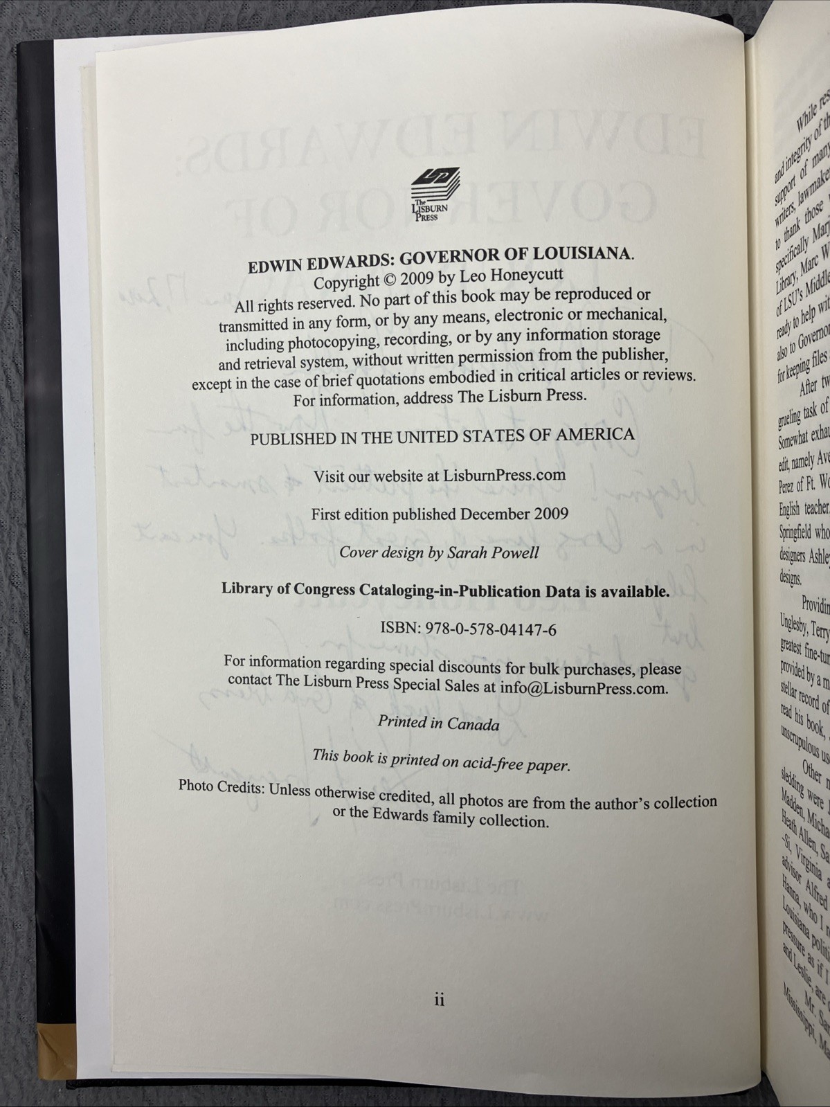 Edwin Edwards Governor of Louisiana – Hardcover By Leo Honeycutt *SIGNED COPY