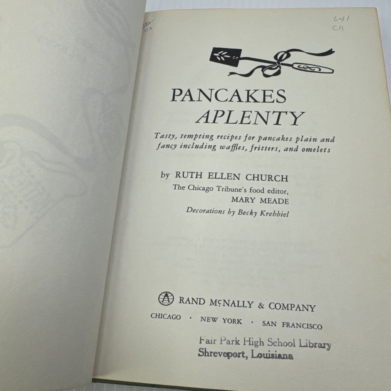 Pancakes Aplenty Plain and Fancy Ruth Ellen Church 1962 ExLib HC Vintage Recipes