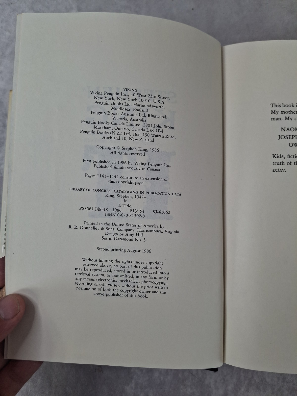 IT by Stephen King (1986) 1st Edition, 2nd Printing Hardcover SHELF