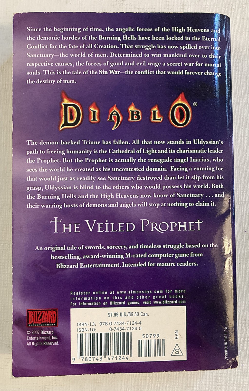 The Veiled Prophet (Diablo: The Sin War, Book 3) FIRST print /FIRST edition MMPB