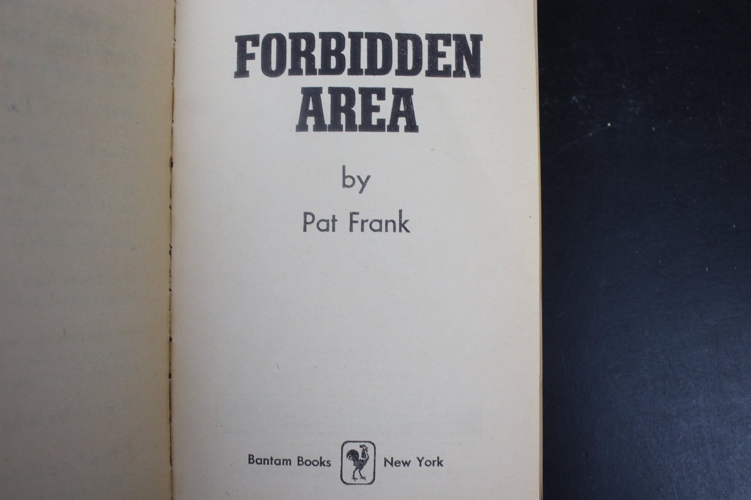 Forbidden Area Pat Frank 1957 First Bantam Edition Cold War Thriller Paperback