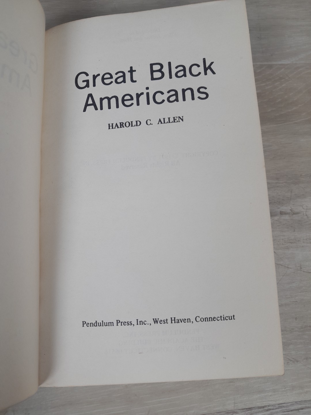 1971 Great Black Americans by Harold C. Allen PB 1st Ed. Ex. Lib. NY Corrections