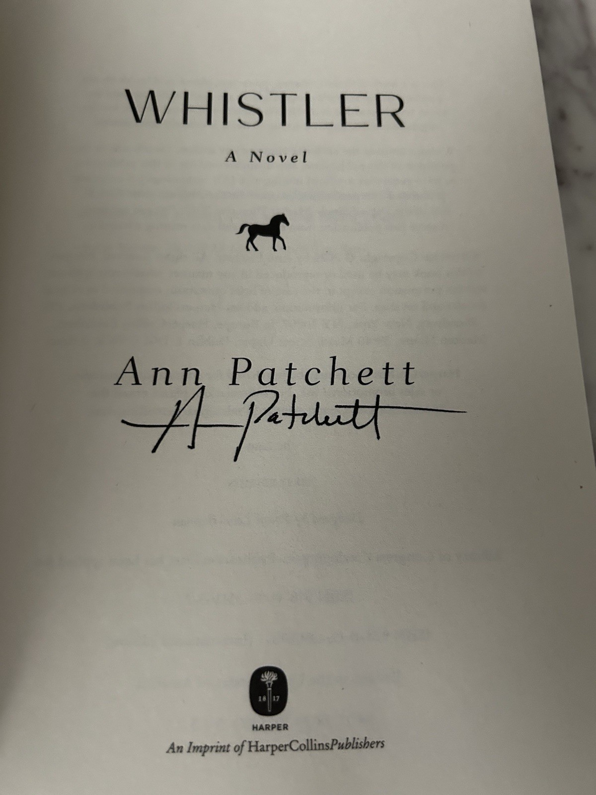 Whistler a Novel by Ann Patchett (2026, Hardcover) – Signed First Edition