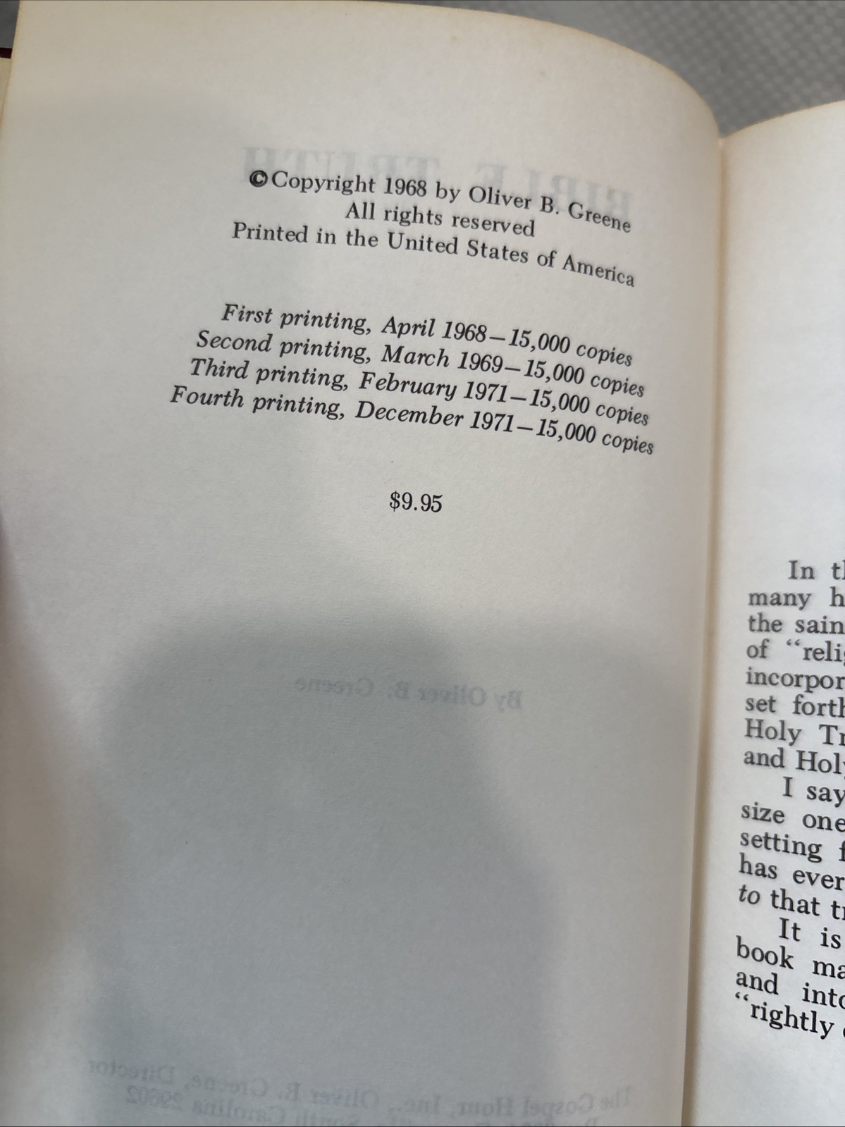 BIBLE TRUTH, Bible Prophecy, 2nd Coming of Jesus Oliver B Greene Gospel Hour HC