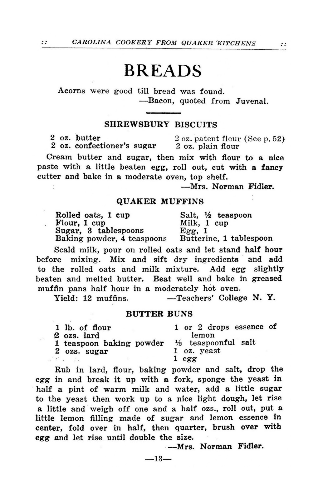 1924 Carolina Cookery From Quaker Kitchens Vintage Cook Book 112 Pages