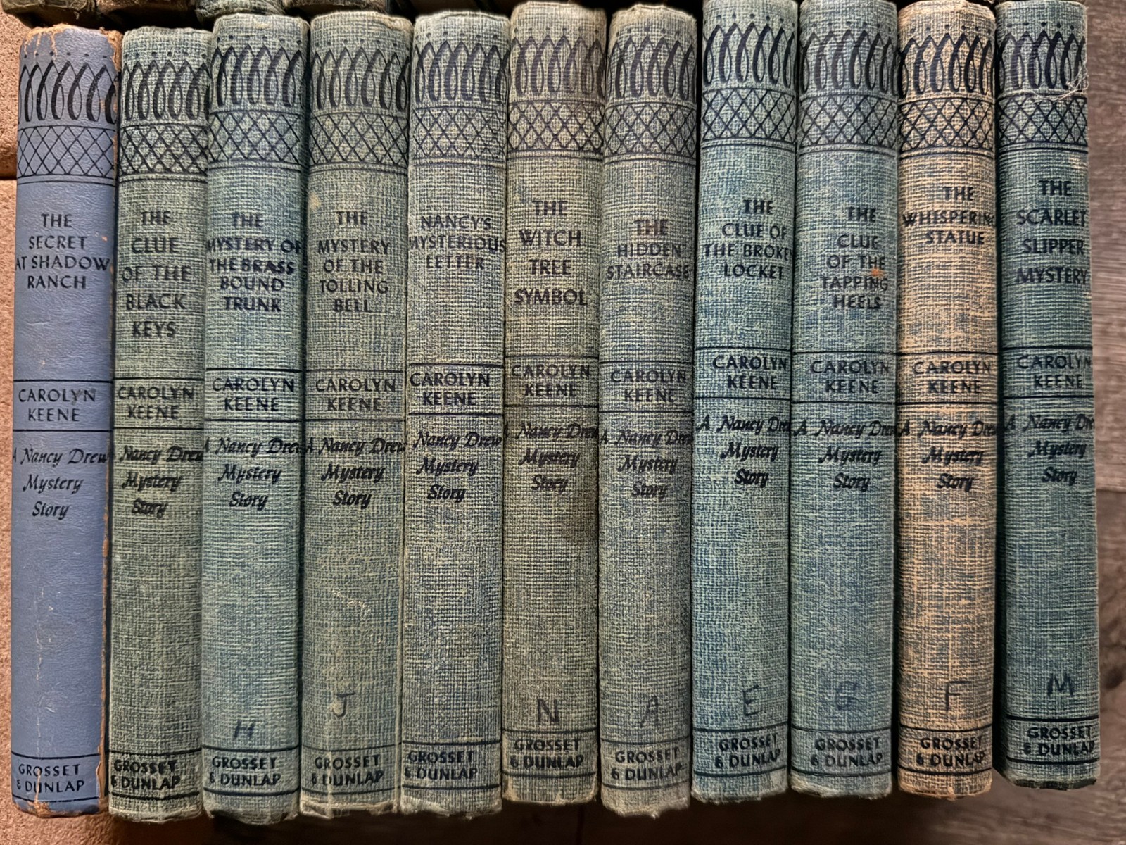 NANCY DREW MYSTERY STORY Book Hardcover 22pc Lot Blue Tweed Carolyn Keene