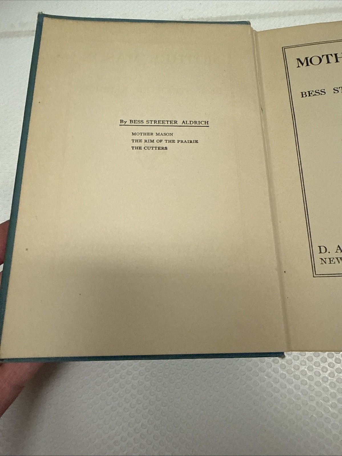 Mother Mason Bess Streeter Aldrich 1926 D. Appleton And Company HC Antique