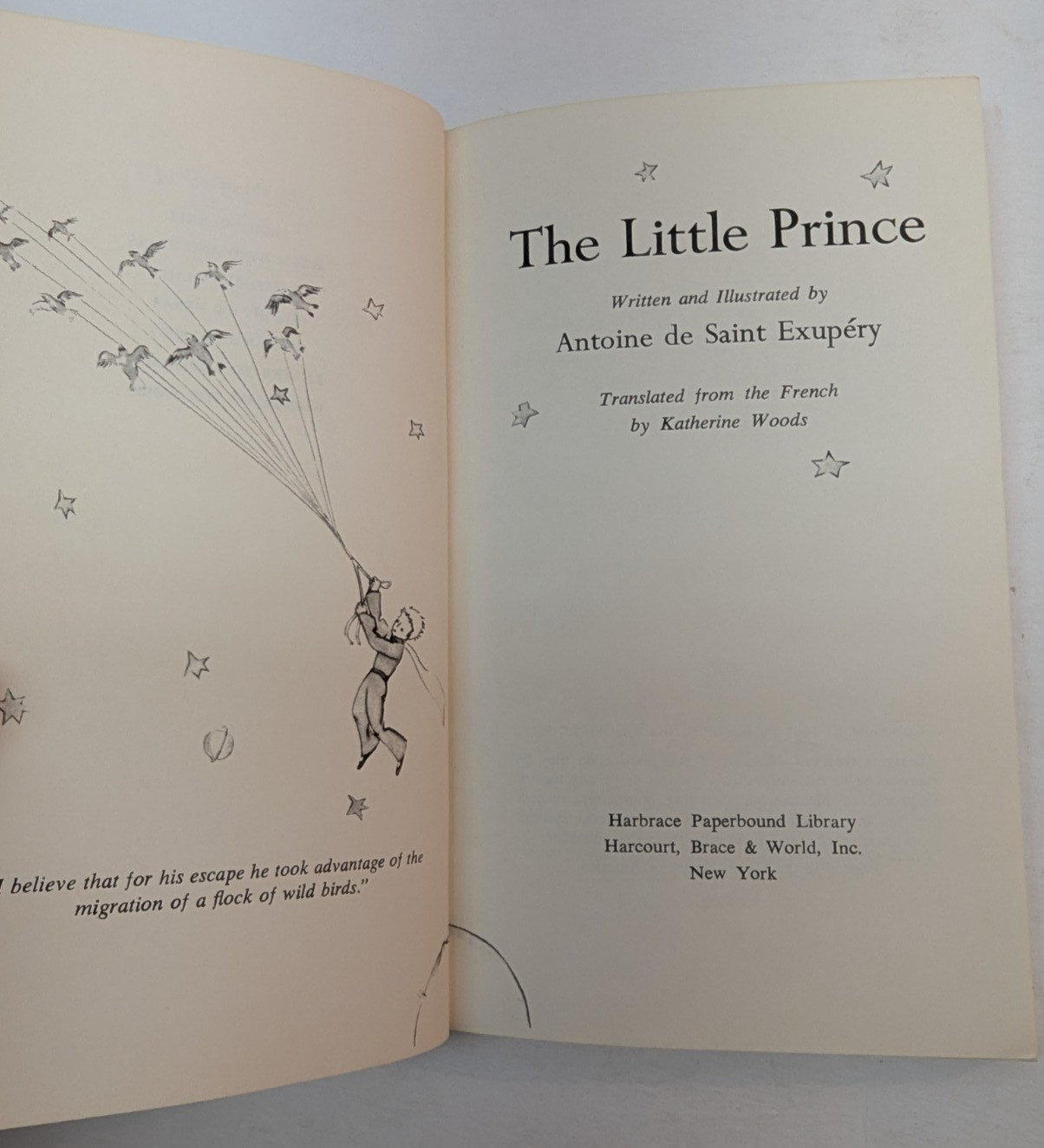 Little Prince by Antoine De Saint-Exupéry 1968 Paperback Katherine Woods Vintage
