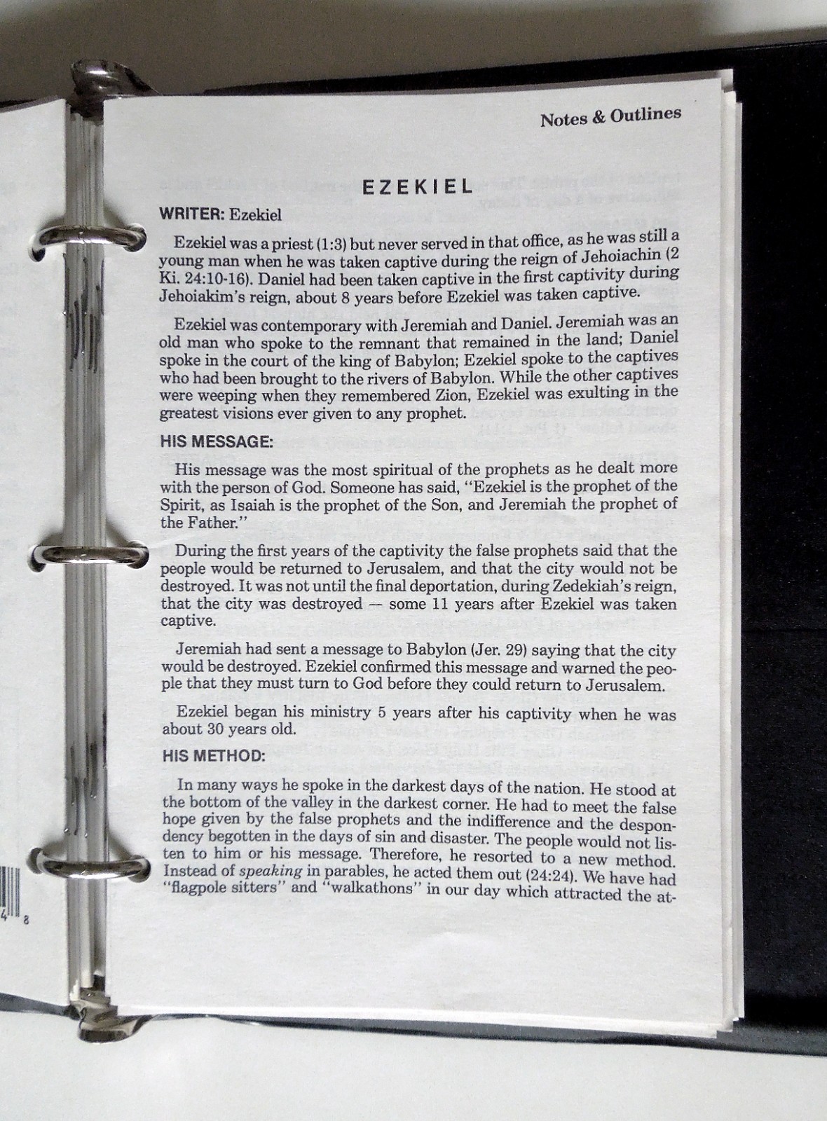 J. Vernon McGee’s Notes on the Holy Bible (partially complete, w/binder)