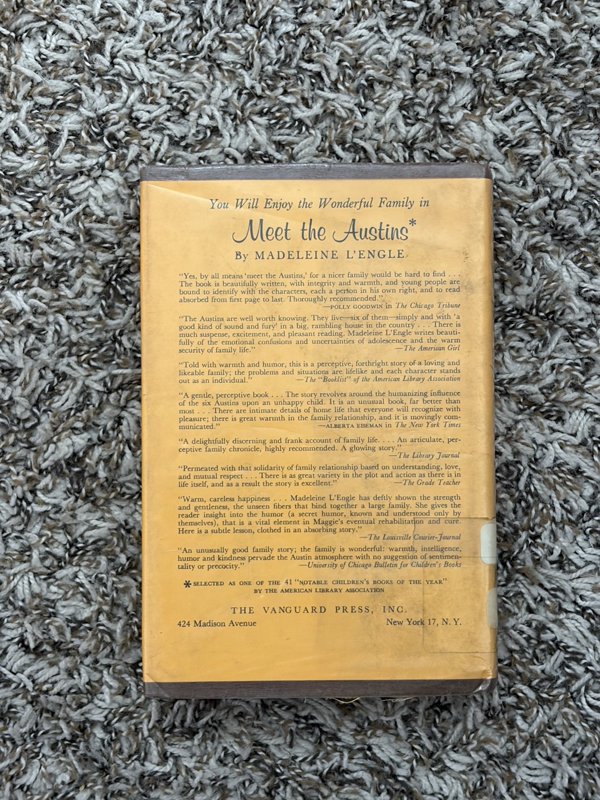 Madeleine L’Engle Meet the Austins 1960 Library Copy Hardcover