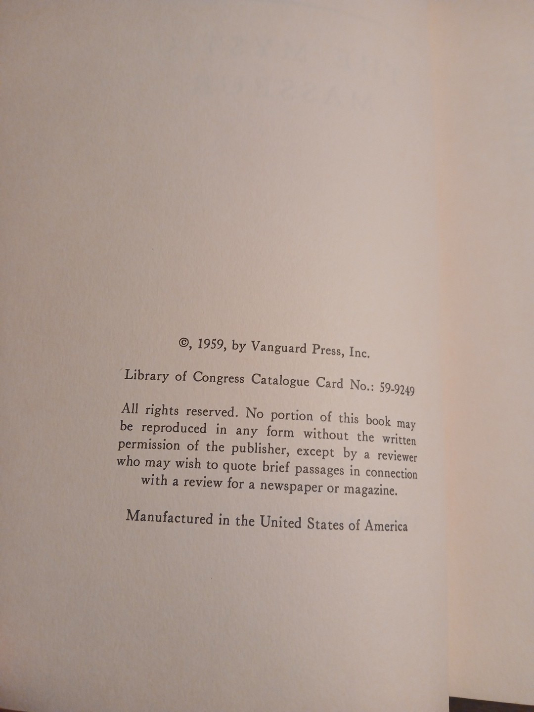 The Mystic Masseur V.S. Naipaul 1959 HCDJ First US Edition VG