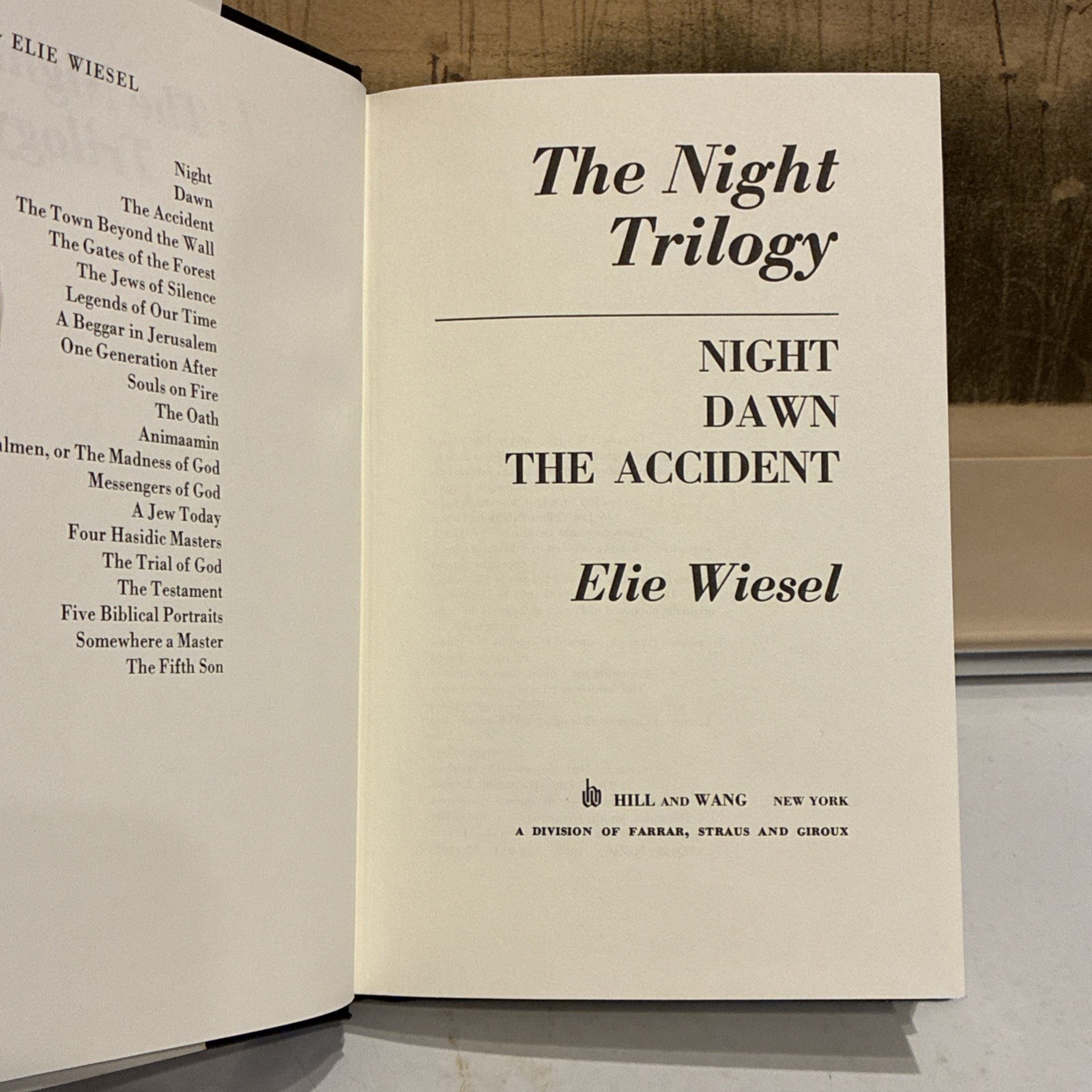 Elie Wiesel Trilogy Book Night Dawn The Accident Holocaust Jewish History Books