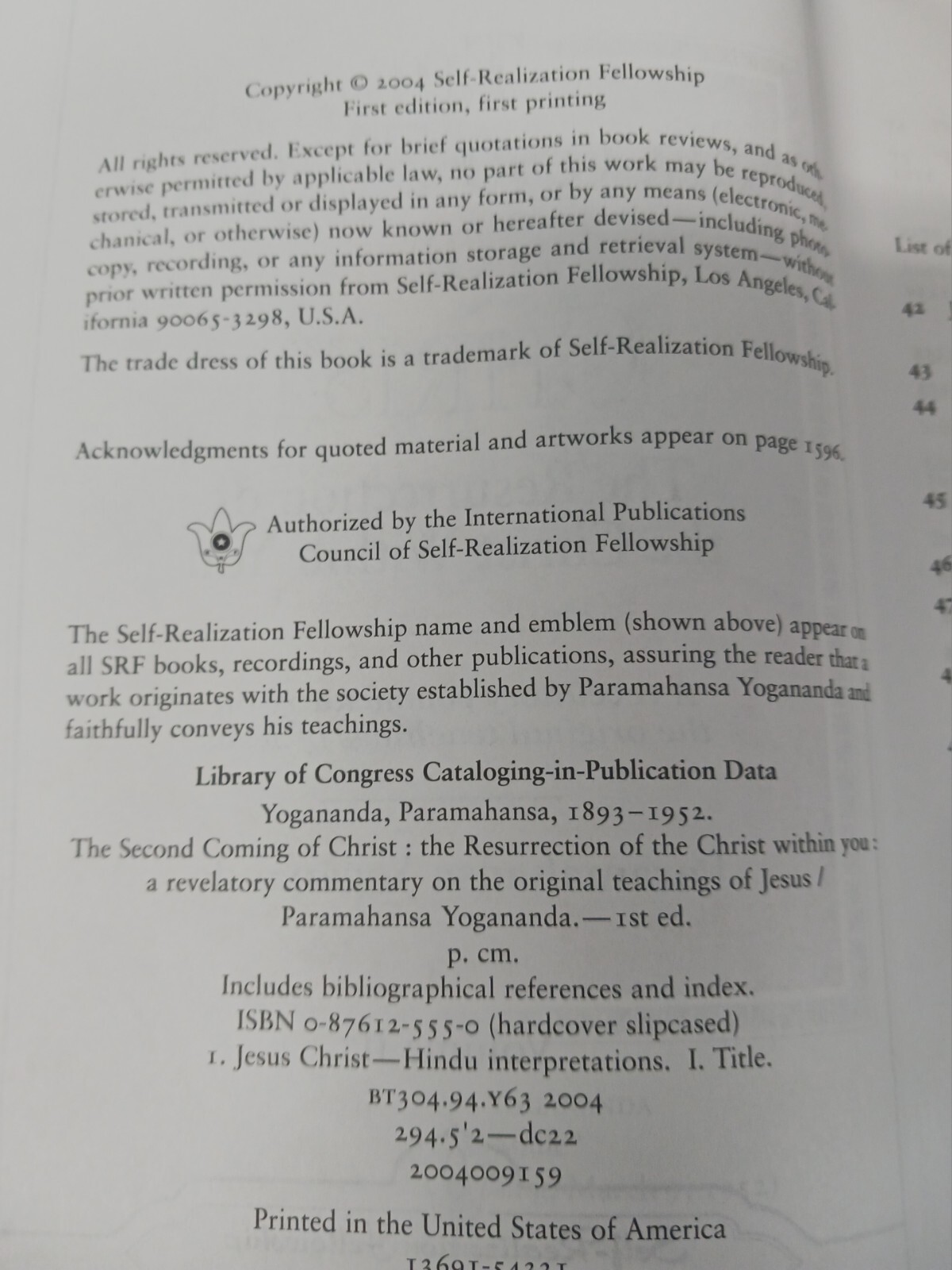 The Second Coming Of Christ Self-realization Fellowship Slip 2 Volumes