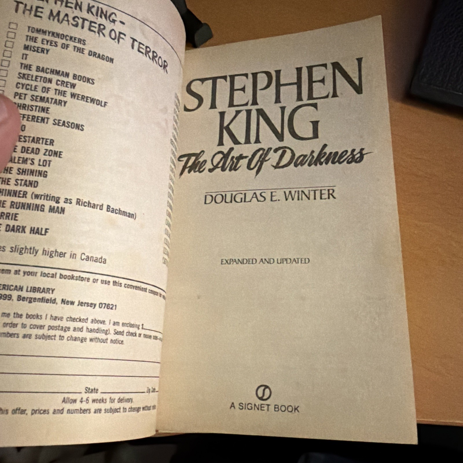 First PB Edition Stephen King The Art Of Darkness Douglas E. Winter Great Cond.