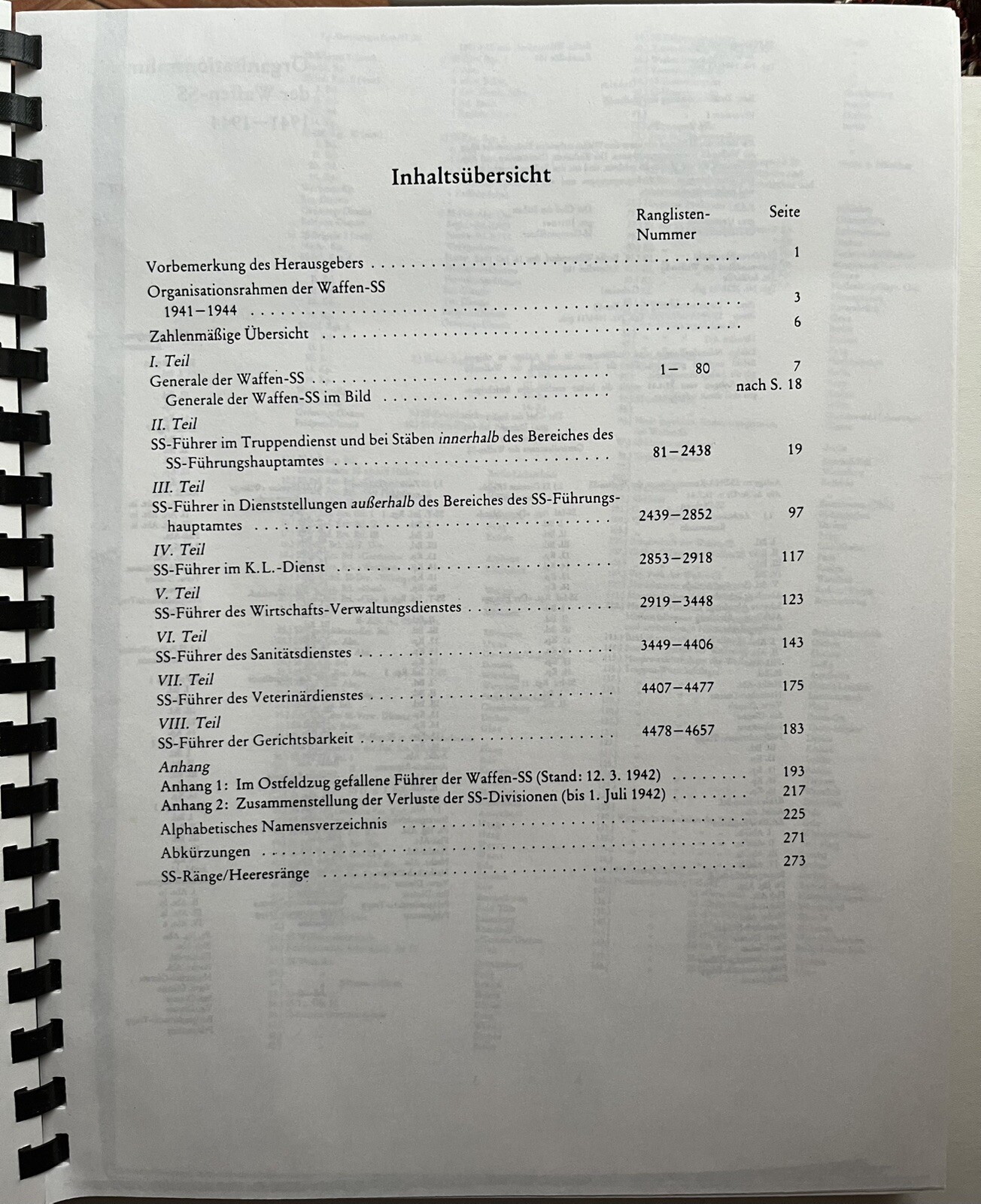 Dienstaltersliste Waffen-SS Service List Nazi Germany 1 July 1944