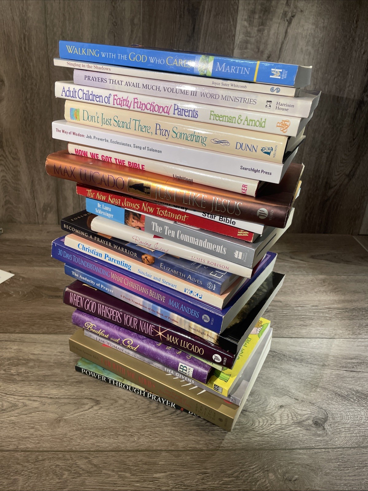 Huge Christian Book Lot of 25 Max Lucado Billy Graham Prayer Devotional Bible