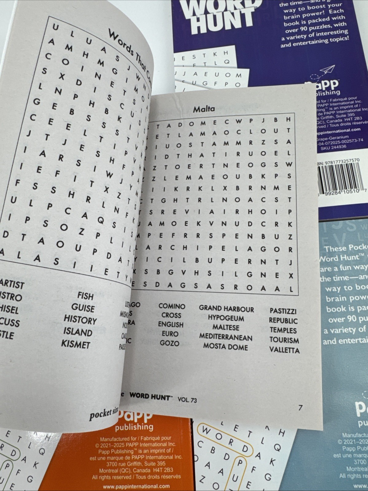 Lot Of 4 Papp Word Hunt Word Search Pocket Size Books NEW vol. 73-76