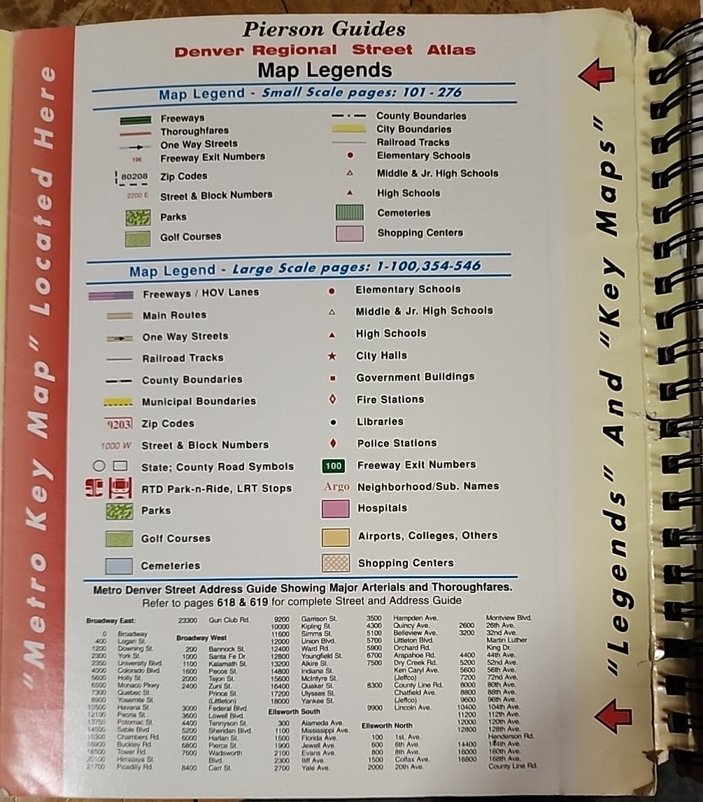 RARE Pierson Guides Denver Regional Street Atlas Map Book 1998 Edition