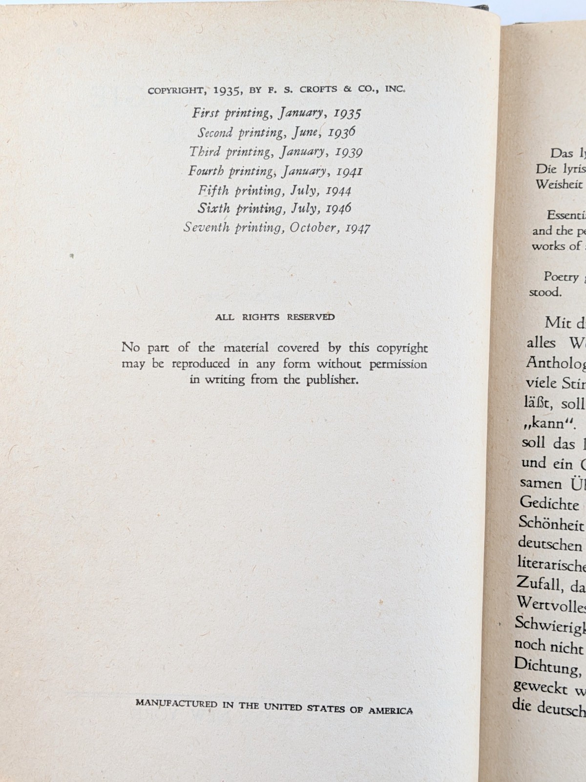 Kleine Anthologie Deutscher Lyrik (1947) Vintage German Poetry Collection
