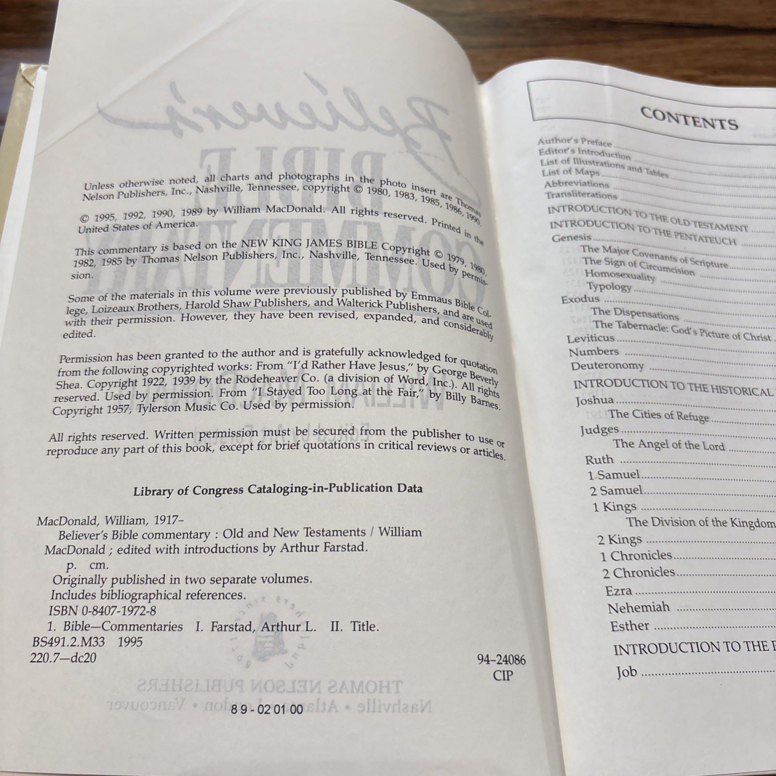 Believer’s Bible Commentary William MacDonald 1995 Hardcover Thomas Nelson NKJV