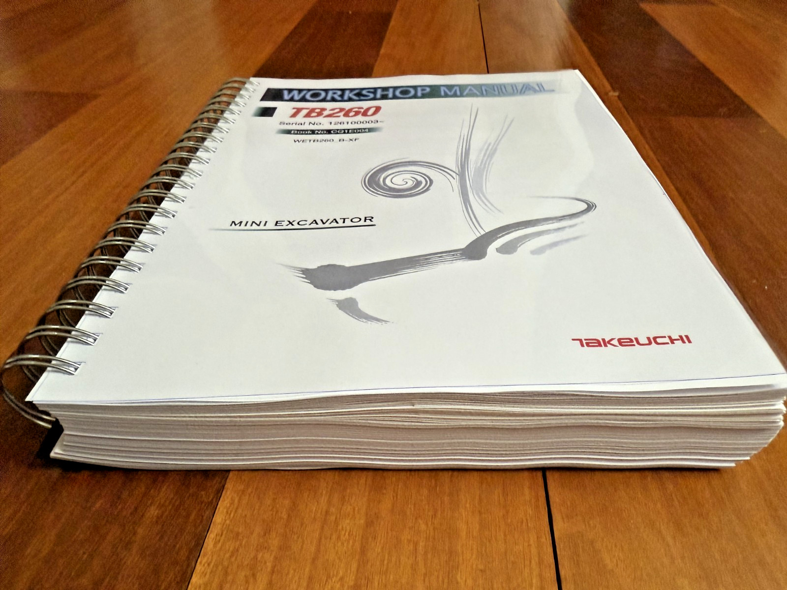 TAKEUCHI TB260 MINI EXCAVATOR WORKSHOP MANUAL – COIL BOUND, COVERS, XL FOLDOUTS!