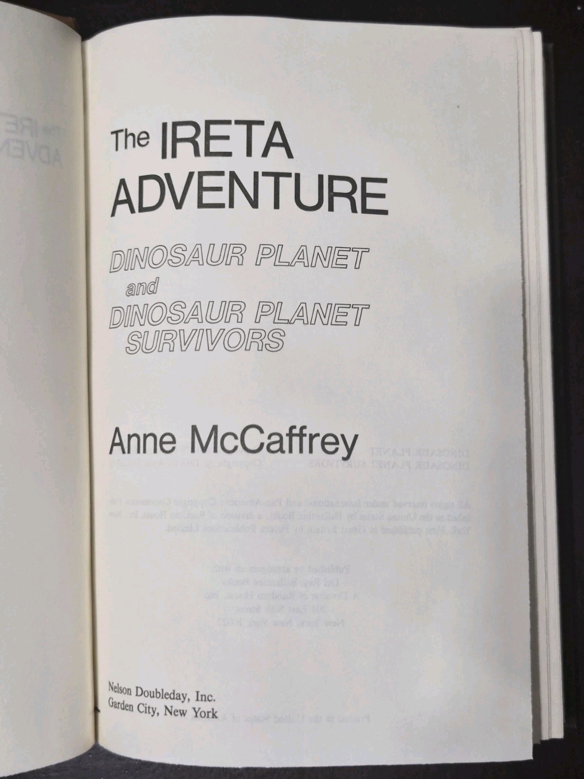 Anne McCaffrey The Ireta Adventure 1984 Book Club Edition BCE VG HCDDJ LN