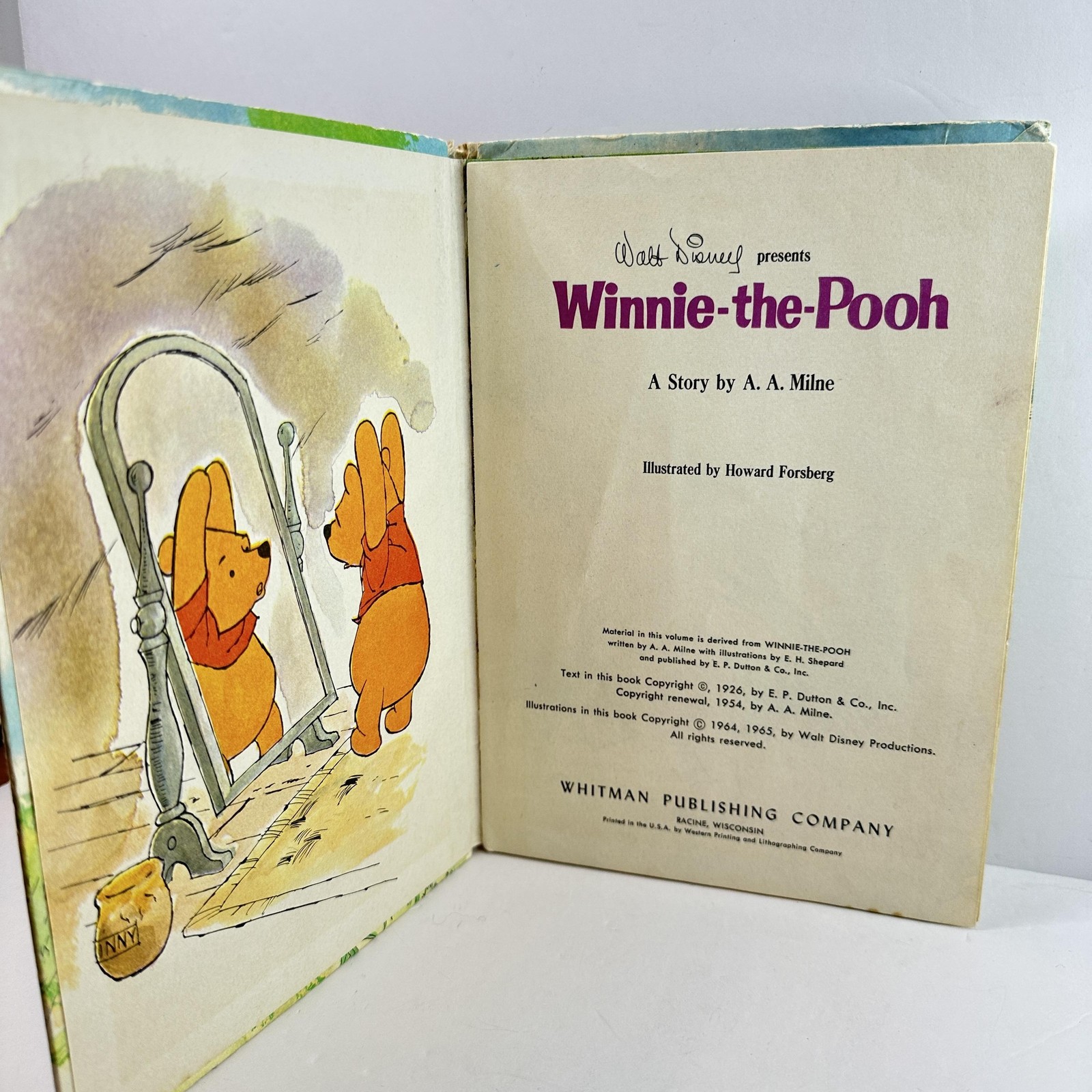 Vintage Whitman Big Tell-a-Tale Winnie-the-Pooh A A Milne 1965 HC Book Disney