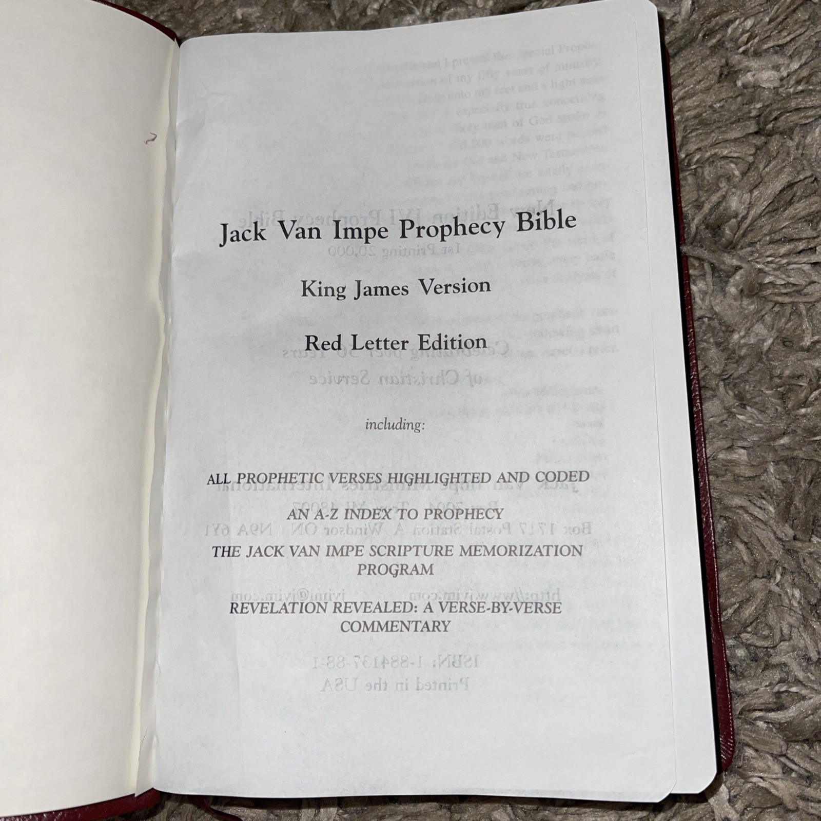 Jack Van Impe Prophecy Bible KJV Limited Edition Red Letter Bible