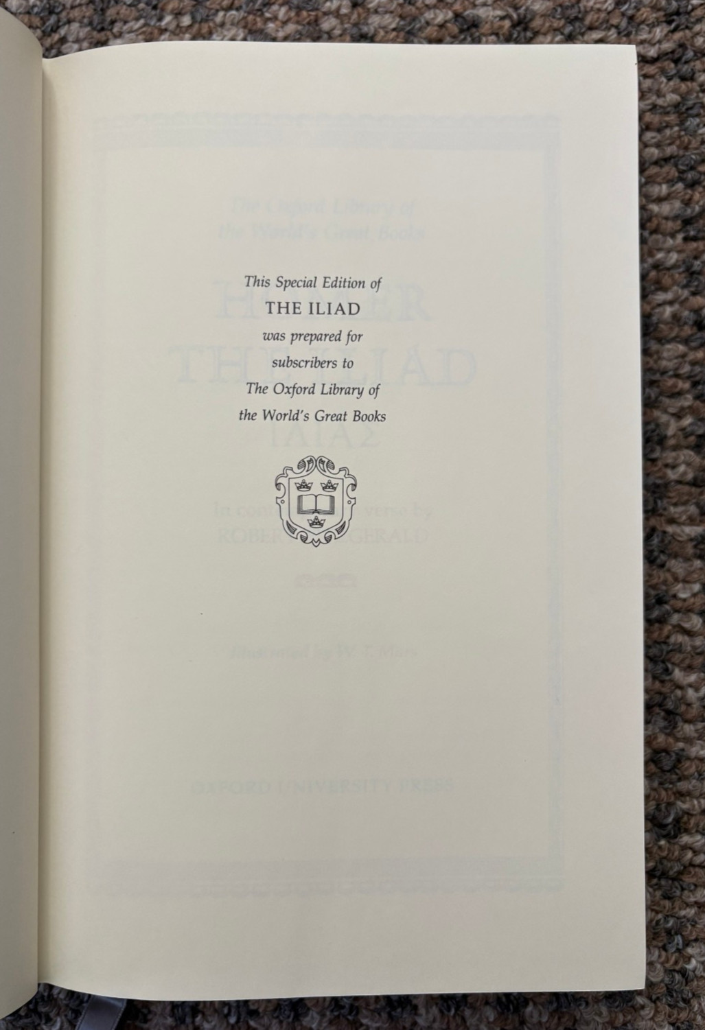 FINE BINDING Oxford Library of World’s Great Books edition of Homer’s „Iliad“