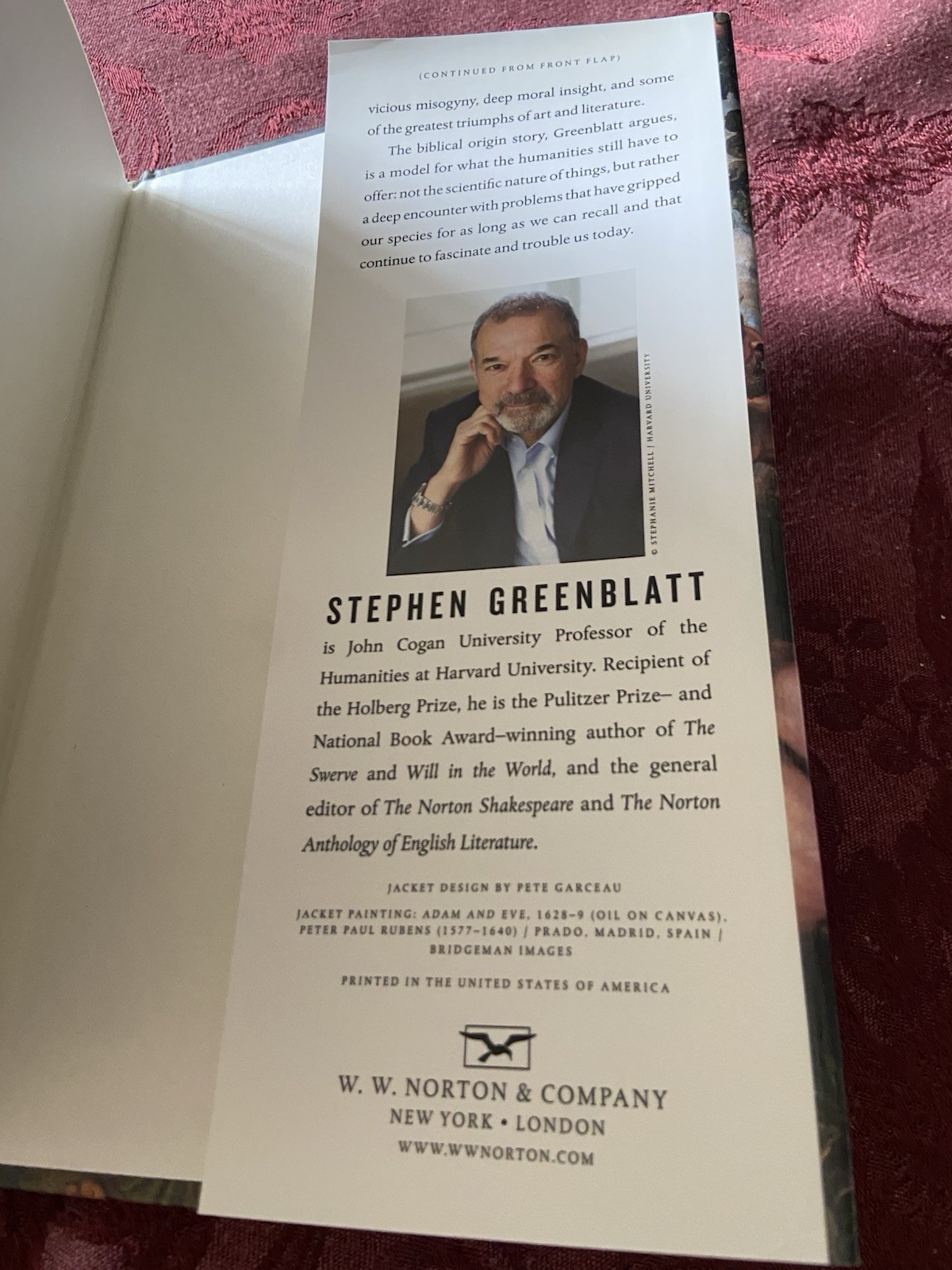 Stephen Greenblatt SIGNED Rise and Fall of Adam and Eve 1st print LN HC FREE SH