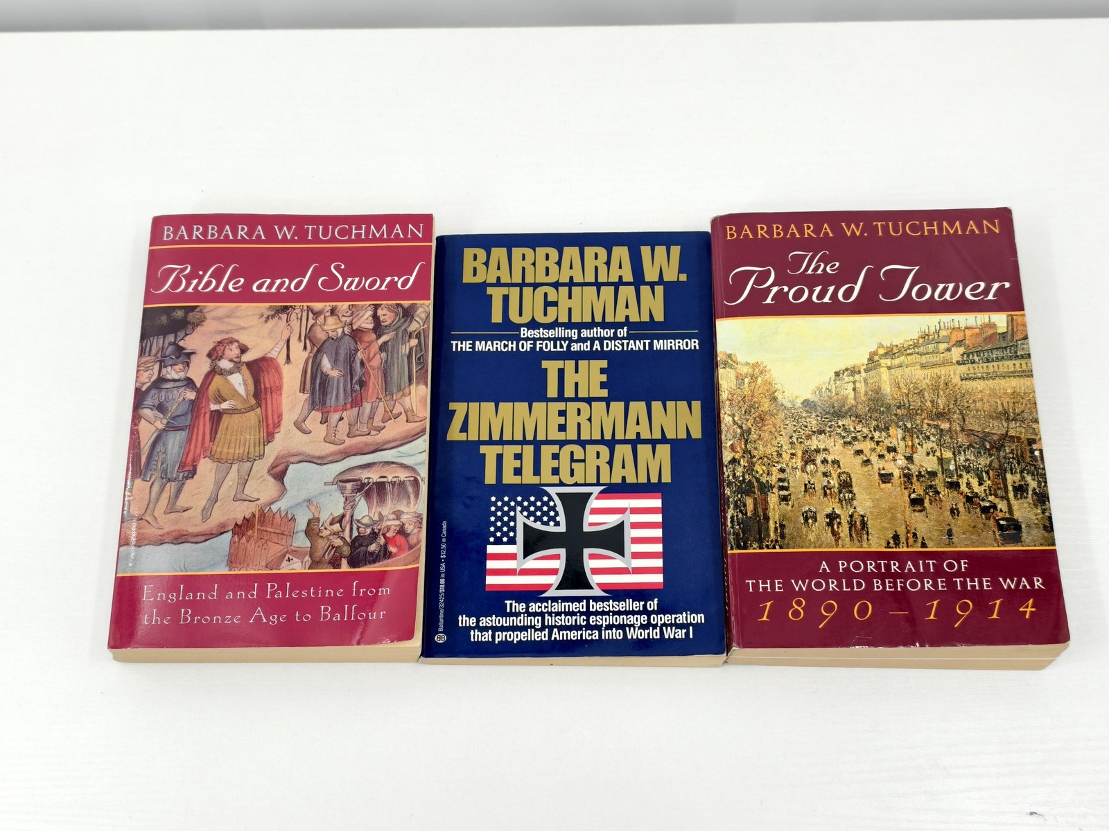 Barbara W. Tuchman Bible & Sword Zimmermann Proud Tower 3 Paperback Lot USA