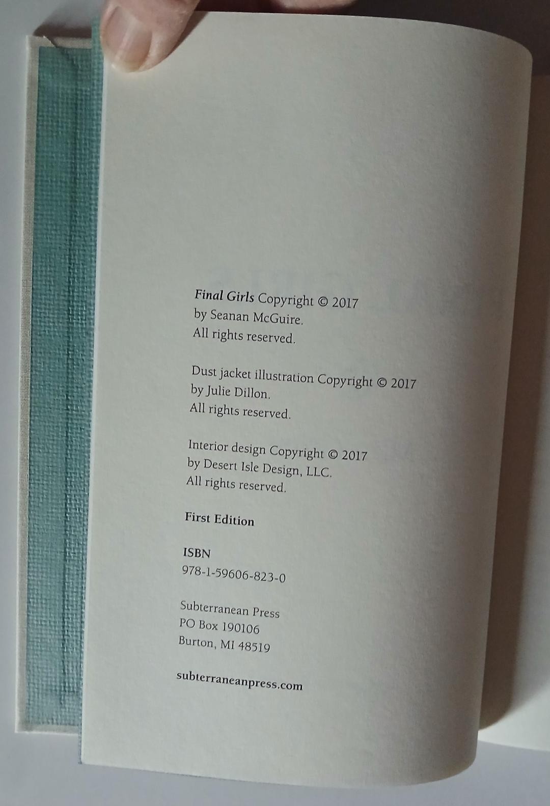 Final Girls by Mira Grant/2017/HB/Ltd/SIGNED & Numbered: #348 of 1250/Like New