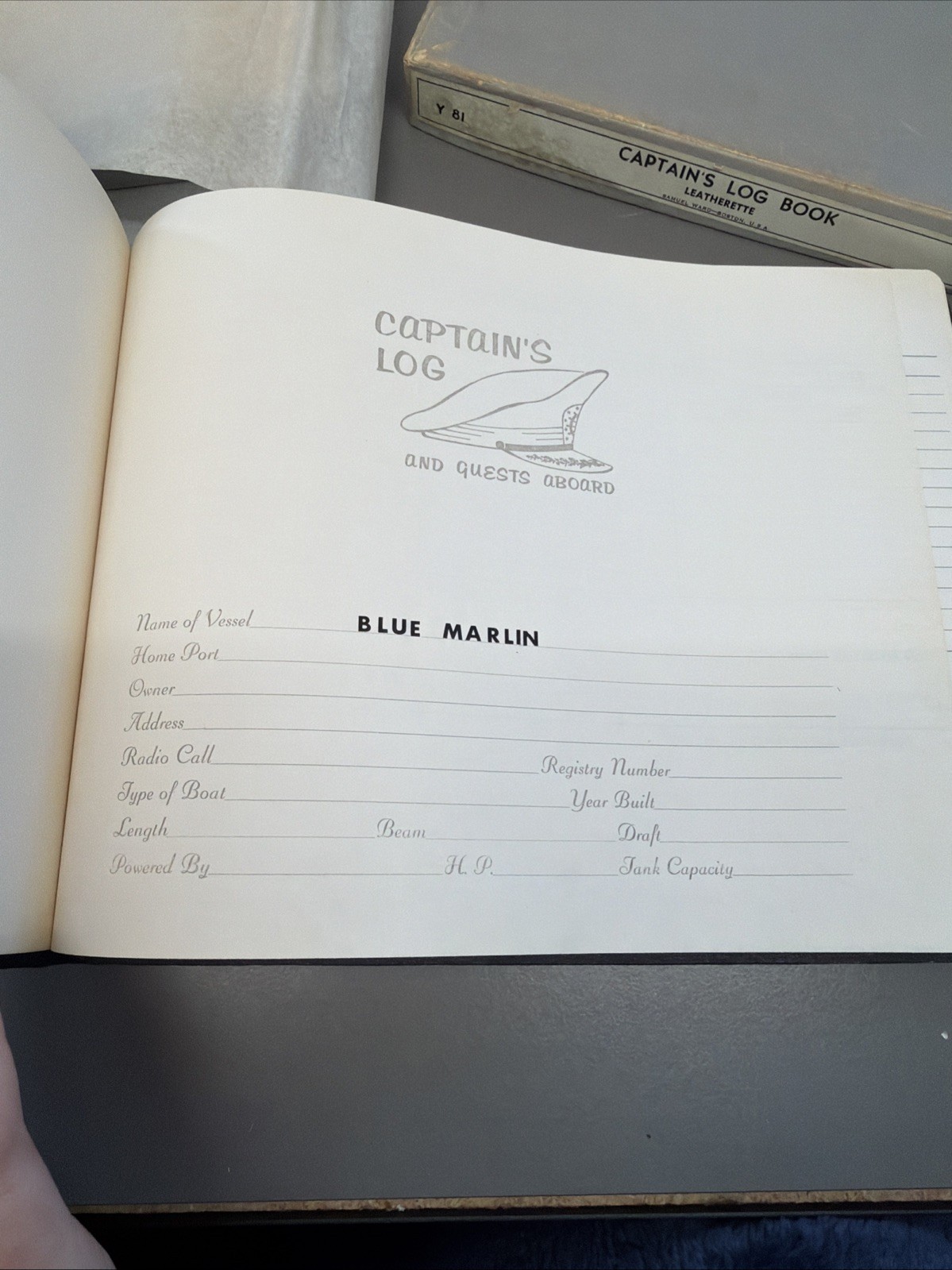 Vtg Yacht Log Book Boating Captains Log Guest Book Leatherette Samuel Ward Bt28