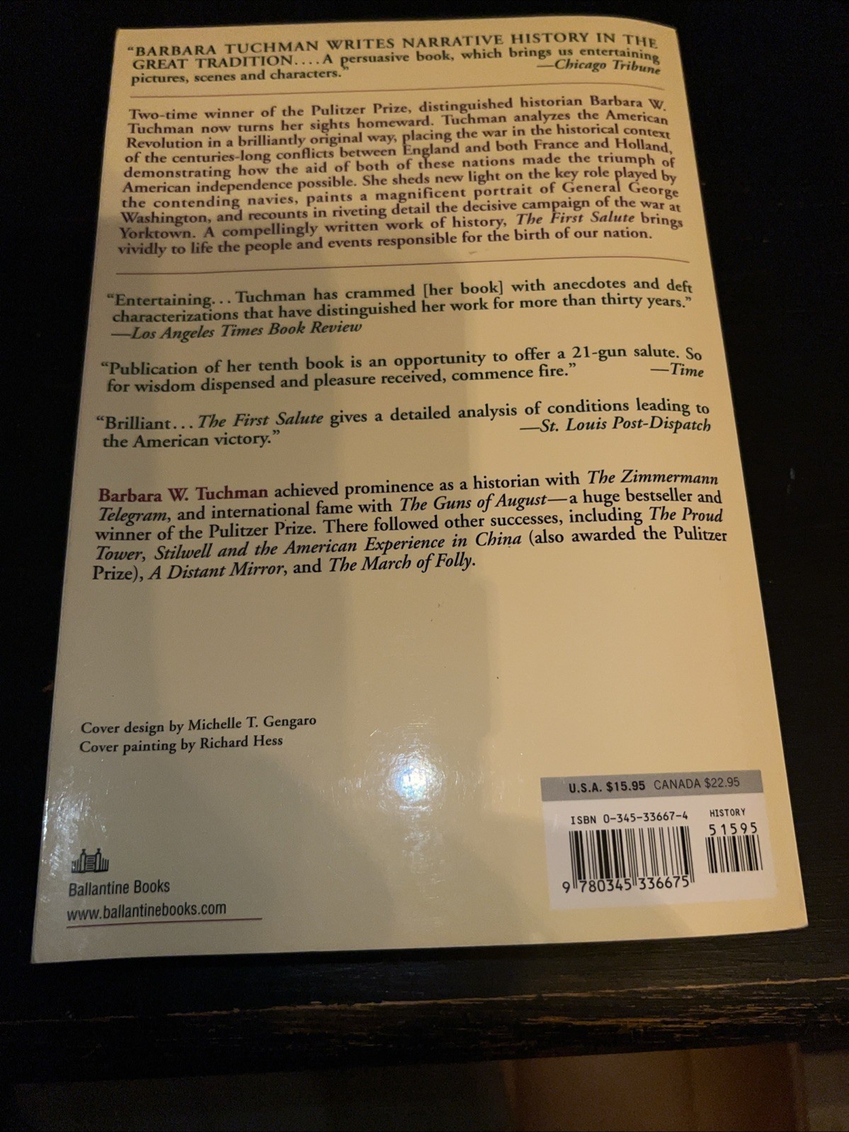 Barbara W. Tuchman, The First Salute Paperback Book 1989