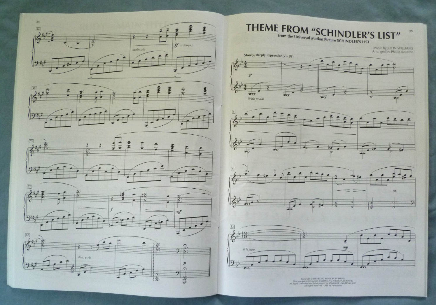 PHILLIP KEVEREN SERIES FILM SCORE COLLECTION, PIANO SOLO, 15 SONGS/56 PAGES