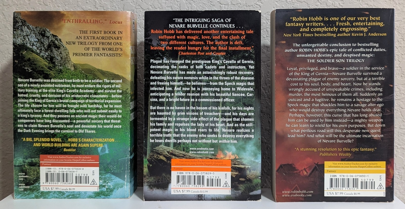 Robin Hobb = THE SOLDIER’S SON Trilogy= complete 3 paperbacks
