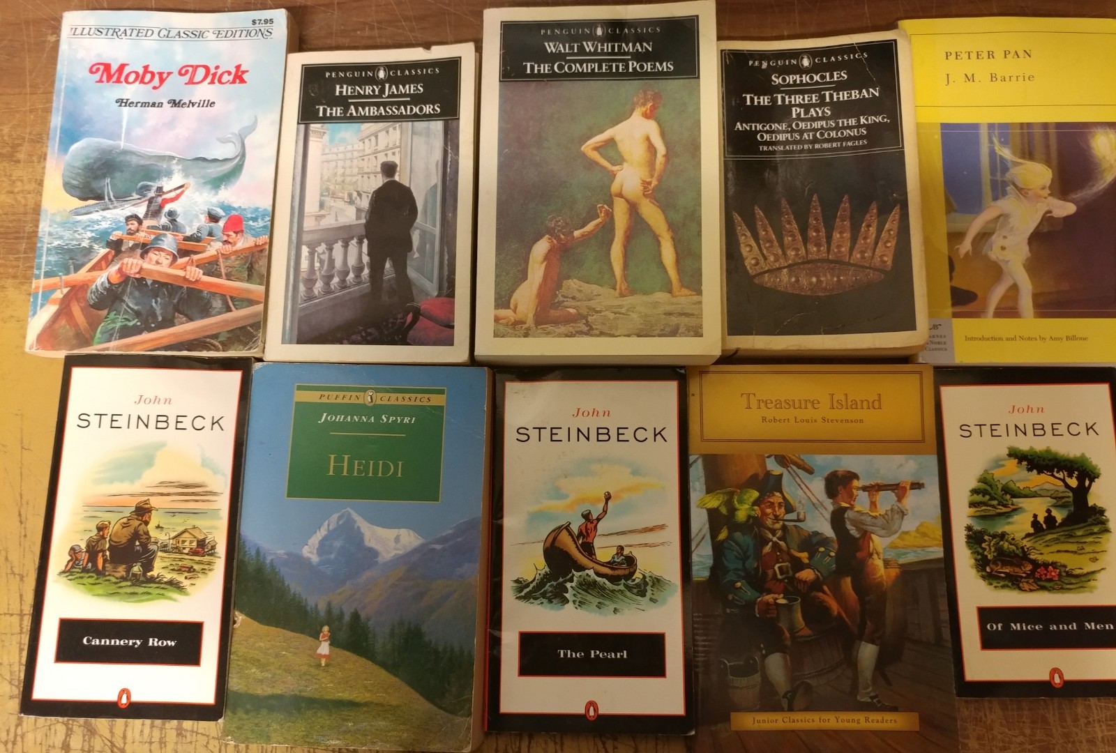 Lot of 10 Classic Paperback Literature Book Penguin Orwell Dickens Steinbeck Mix