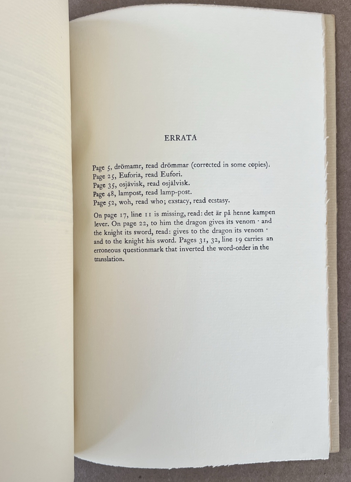 SWEDISH ENGLISH Poems Gunnar Ekelöf 1976 trans. Brita Stendahl LIMITED PRINTING