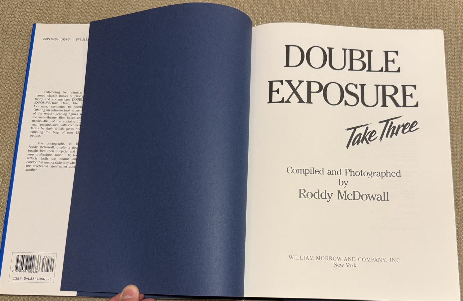 Double Exposure, Take Three by Roddy McDowall Lg 10.5″ x 14″ (1992, HC, 1st Ed)
