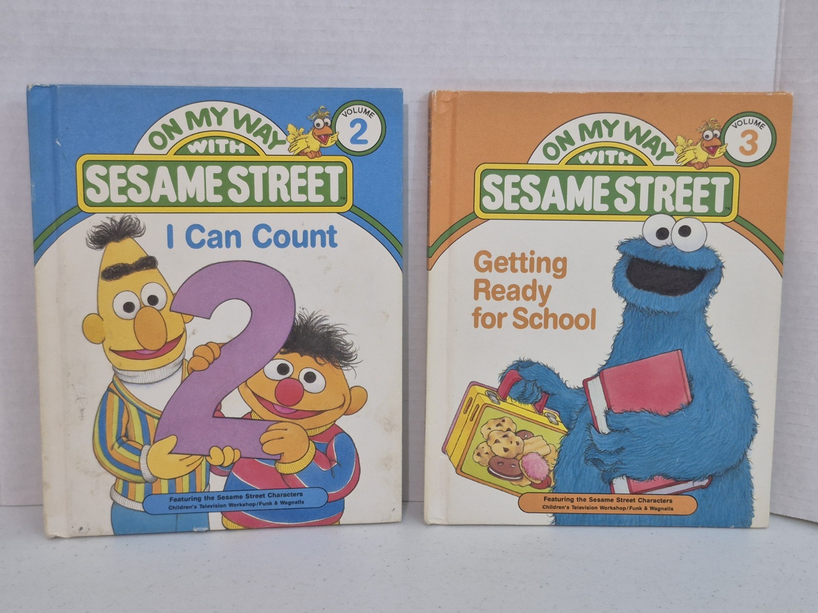 On My Way with Sesame Street Volumes 2 & 3 Vintage Book Set Jim Henson 1989