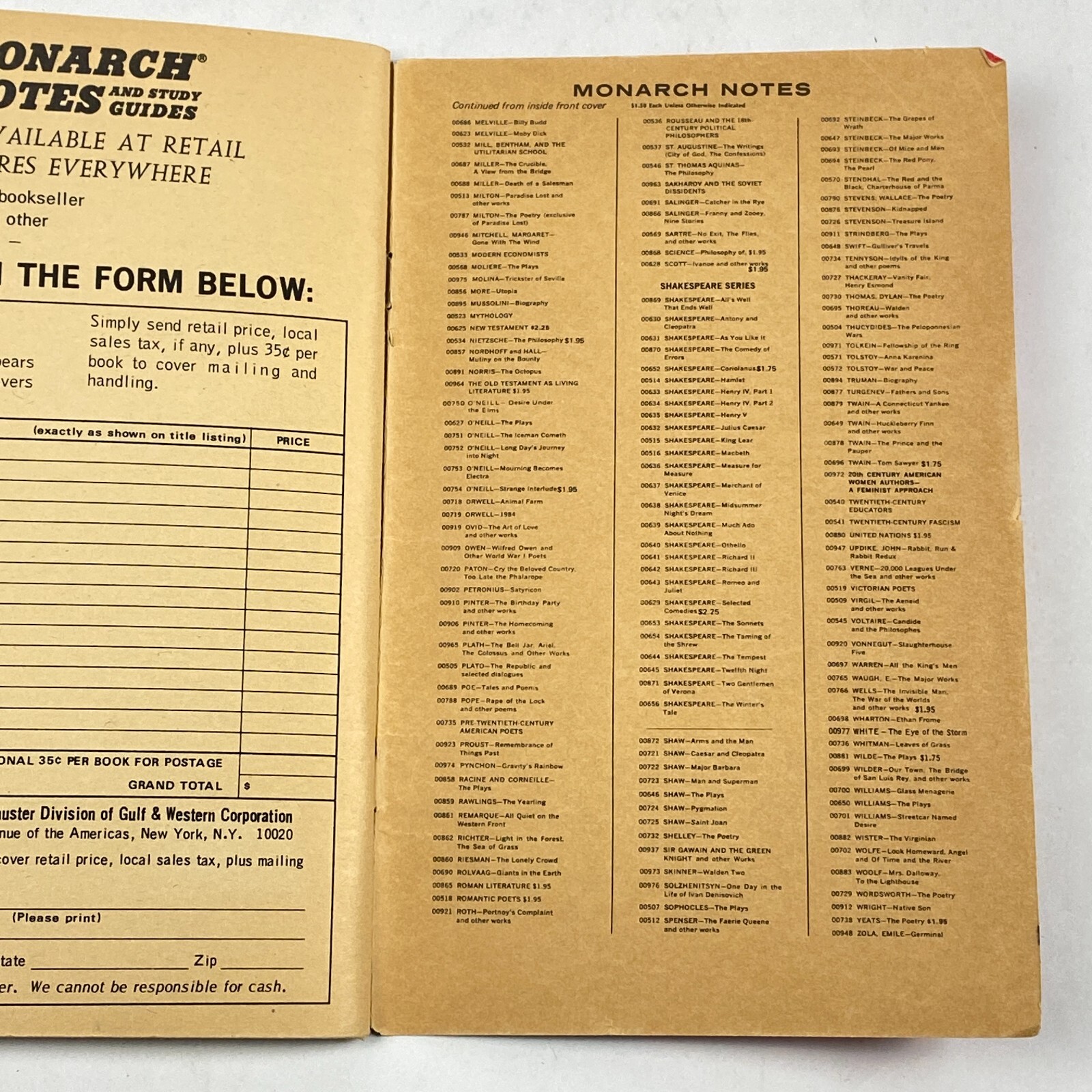 Animal Farm by George Orwell 1965 Monarch Notes Booklet #00718 Vintage