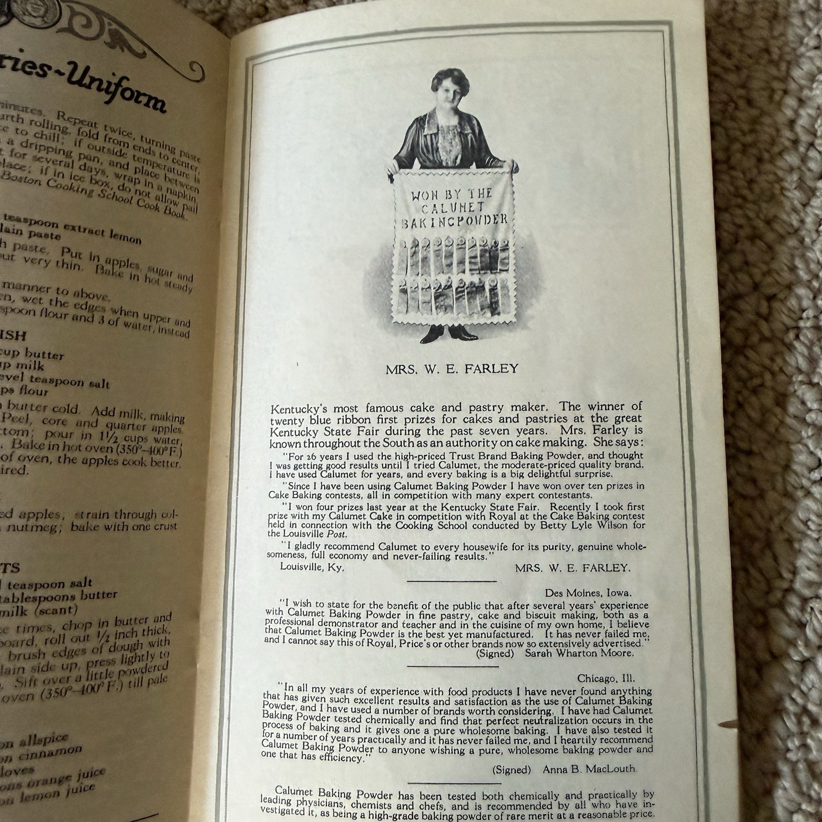 Antique Calumet Baking Powder Cookbook 16 Ed 1920s Recipes Photos Chicago IL vtg