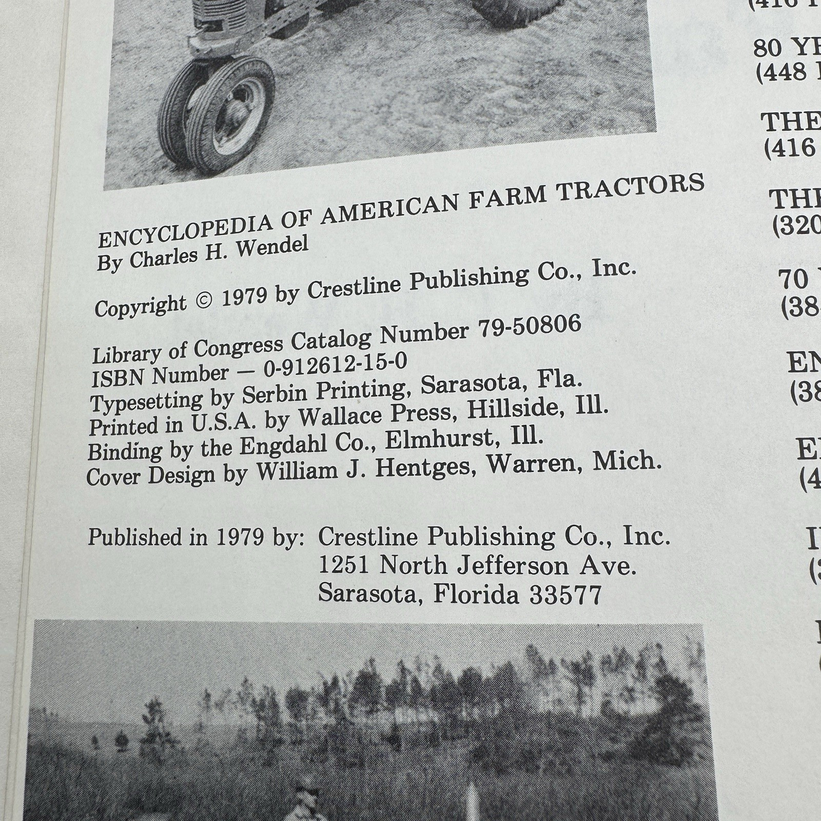 Encyclopedia of American Farm Tractors by C H Wendel HC 1979 Crestline Pub