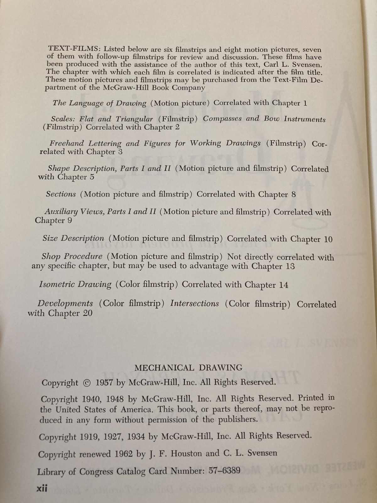 Mechanical Drawing McGraw Hill 6th Edition French and Svensen Hardcover 1962