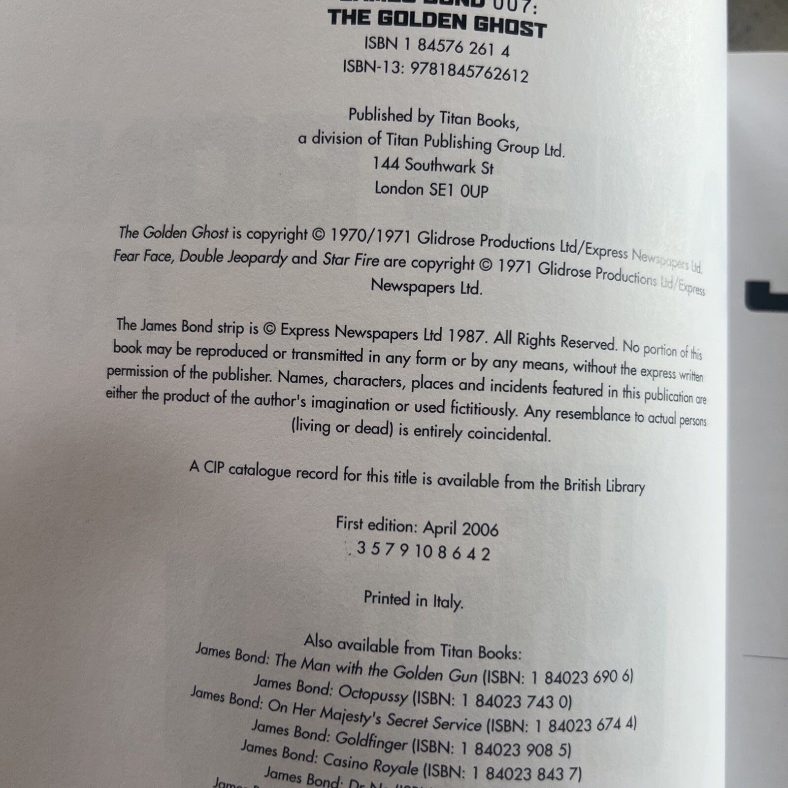 JAMES BOND 007 THE GOLDEN GHOST By Jim Lawrence