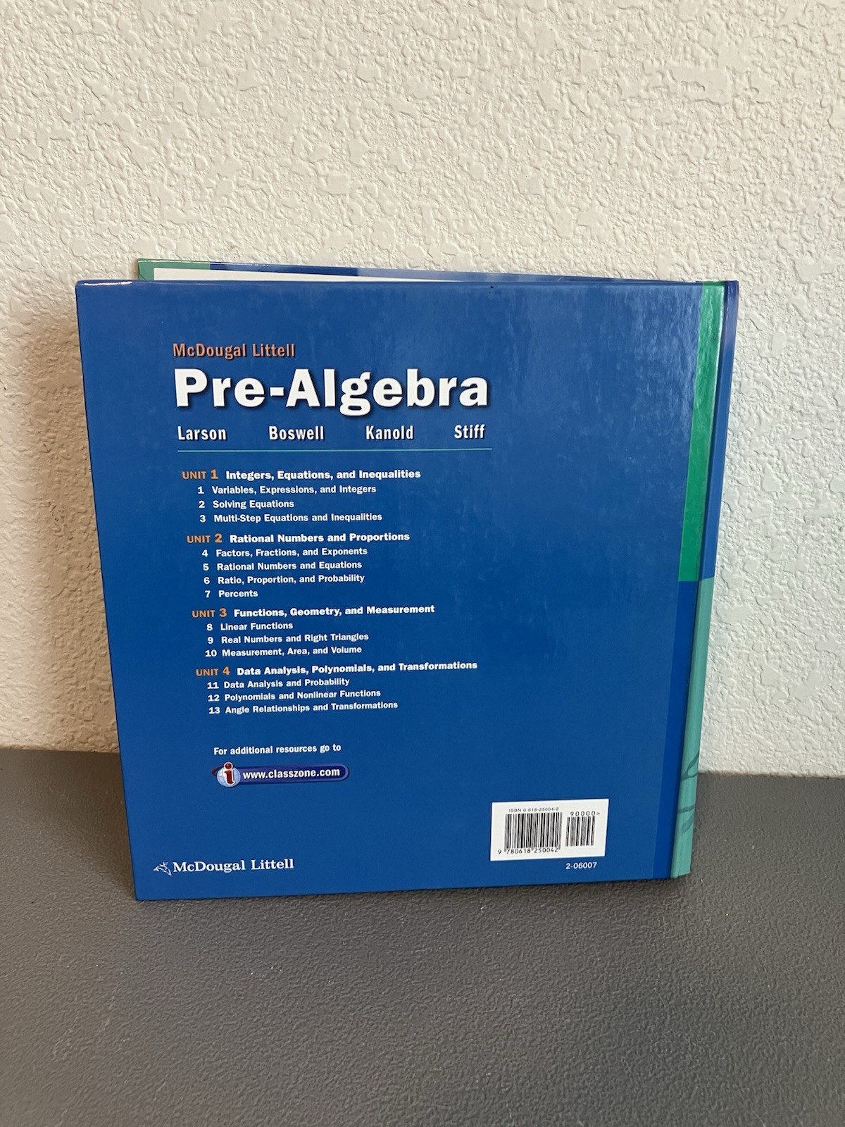 Mcdougal Littell Pre Algebra Teacher’s Edition Book 2005