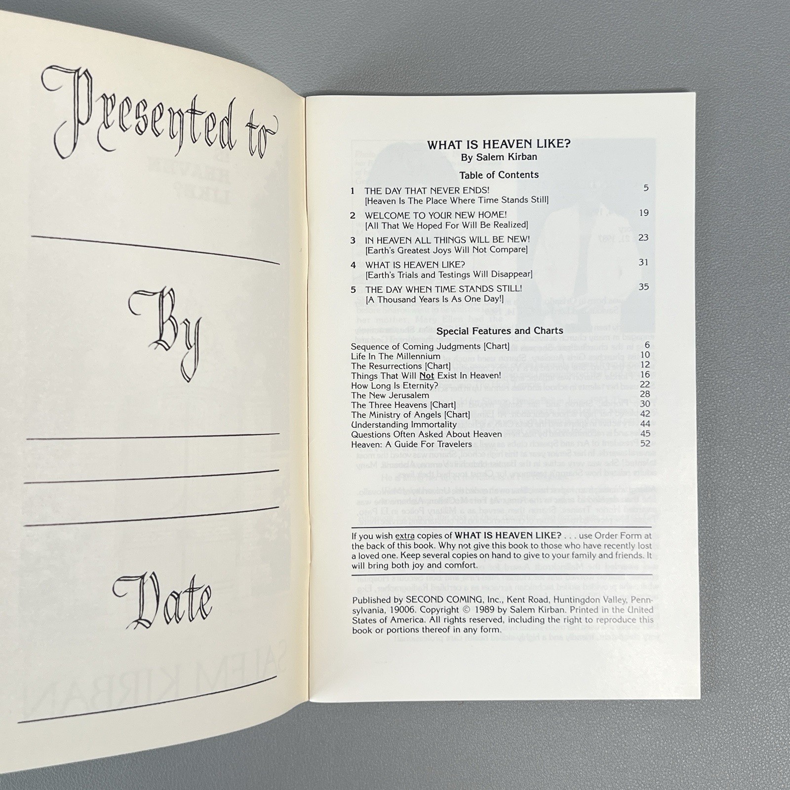 Vintage 1989 Salem Kirban What Is Heaven Like Christian Prophecy Booklet Chart