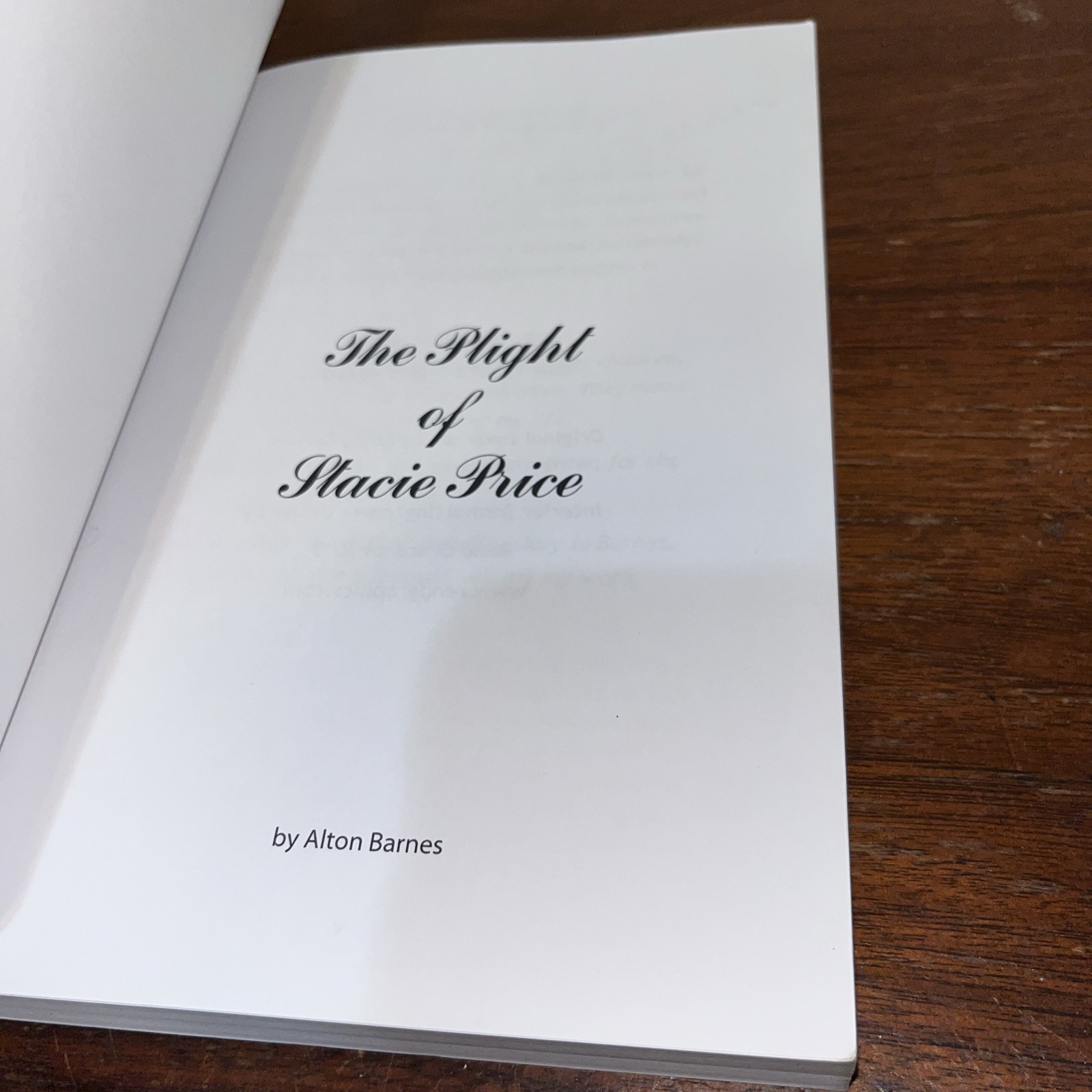 SIGNED The Plight of Stacie Price by Alton Barnes (2012, Trade Paperback) Good