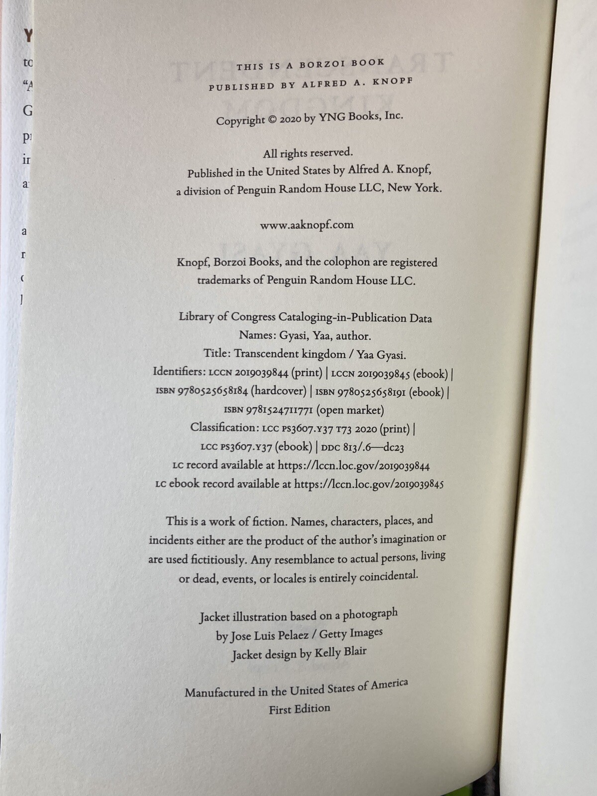 *Signed* Transcendent Kingdom – Yaa Gyasi (1st edition HC)